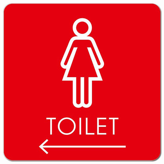 トイレ 御手洗 TOILET トイレマーク G2女 左 矢印 ピクトサイン マグネット 正方形 13x13cm マグネットサイン 誘導表示 ピクトグラム