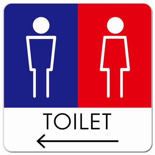 トイレ 御手洗 TOILET トイレマーク H1男女 左 矢印 ピクトサイン マグネット 正方形 13x13cm マグネットサイン 誘導表示 ピクトグラム