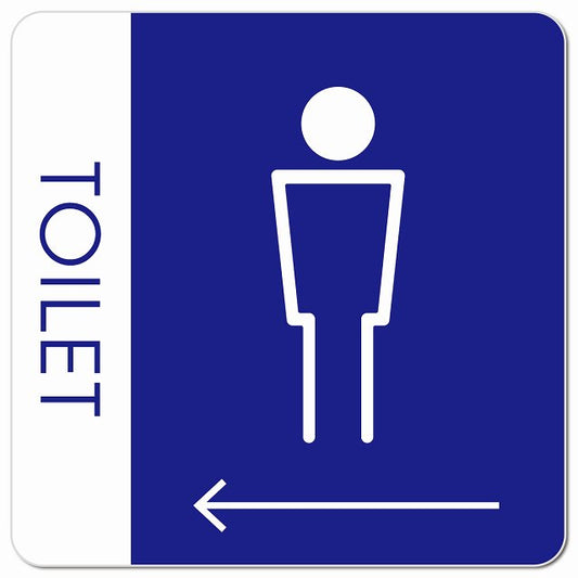 トイレ 御手洗 TOILET トイレマーク H1男 左 矢印 ピクトサイン マグネット 正方形 13x13cm マグネットサイン 誘導表示 ピクトグラム