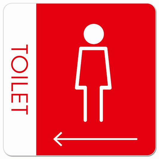 トイレ 御手洗 TOILET トイレマーク H1女 左 矢印 ピクトサイン マグネット 正方形 13x13cm マグネットサイン 誘導表示 ピクトグラム