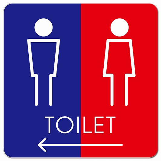 トイレ 御手洗 TOILET トイレマーク H2男女 左 矢印 ピクトサイン マグネット 正方形 13x13cm マグネットサイン 誘導表示 ピクトグラム