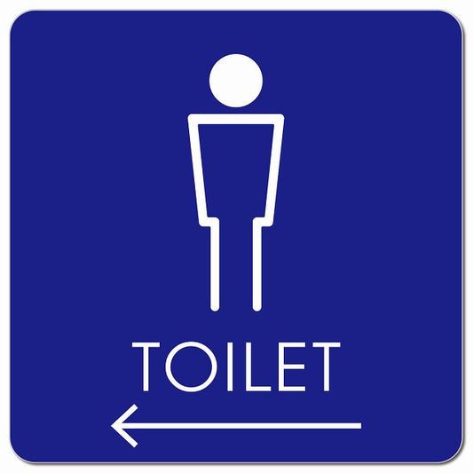 トイレ 御手洗 TOILET トイレマーク H2男 左 矢印 ピクトサイン マグネット 正方形 13x13cm マグネットサイン 誘導表示 ピクトグラム