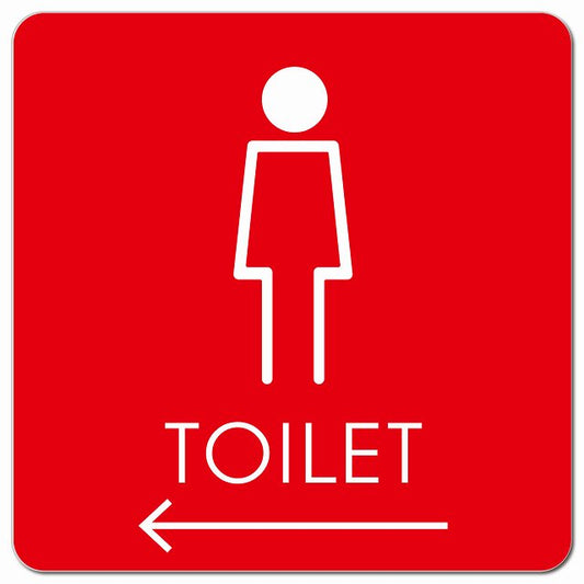 トイレ 御手洗 TOILET トイレマーク H2女 左 矢印 ピクトサイン マグネット 正方形 13x13cm マグネットサイン 誘導表示 ピクトグラム