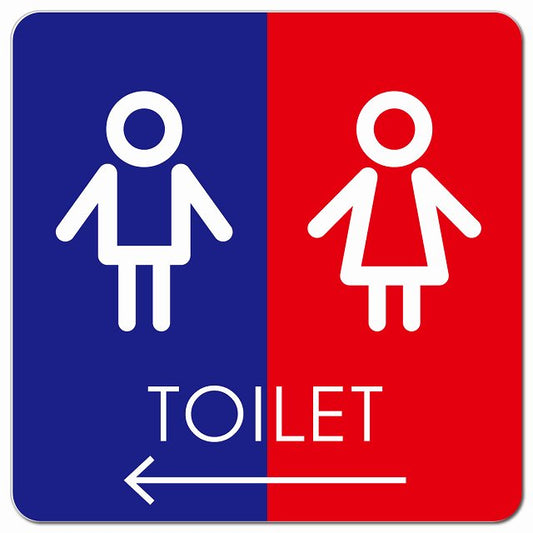 トイレ 御手洗 TOILET トイレマーク I2男女 左 矢印 ピクトサイン マグネット 正方形 13x13cm マグネットサイン 誘導表示 ピクトグラム