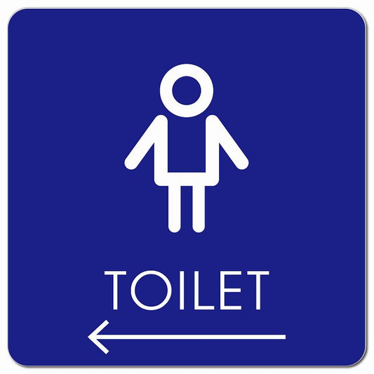 トイレ 御手洗 TOILET トイレマーク I2男 左 矢印 ピクトサイン マグネット 正方形 13x13cm マグネットサイン 誘導表示 ピクトグラム