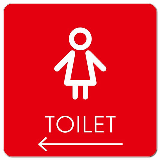 トイレ 御手洗 TOILET トイレマーク I2女 左 矢印 ピクトサイン マグネット 正方形 13x13cm マグネットサイン 誘導表示 ピクトグラム