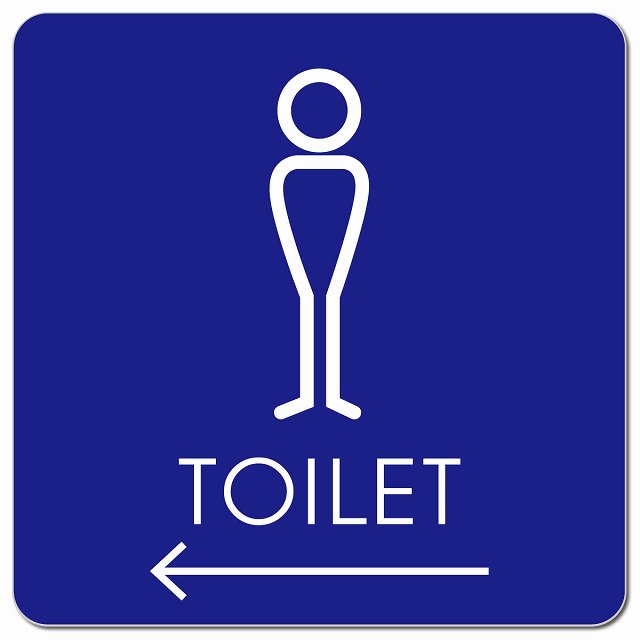 トイレ 御手洗 TOILET トイレマーク J2男 左 矢印 ピクトサイン マグネット 正方形 13x13cm マグネットサイン 誘導表示 ピクトグラム