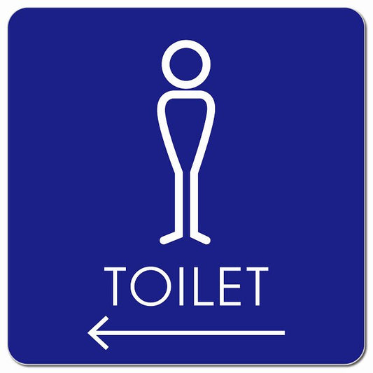トイレ 御手洗 TOILET トイレマーク J2男 左 矢印 ピクトサイン マグネット 正方形 13x13cm マグネットサイン 誘導表示 ピクトグラム