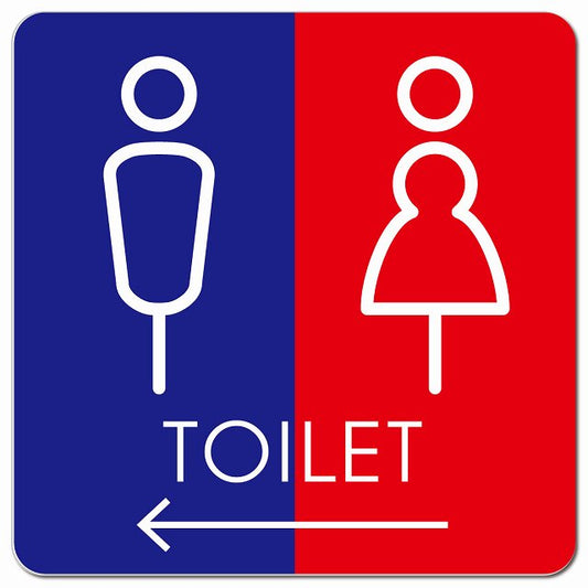 トイレ 御手洗 TOILET トイレマーク K2男女 左 矢印 ピクトサイン マグネット 正方形 13x13cm マグネットサイン 誘導表示 ピクトグラム
