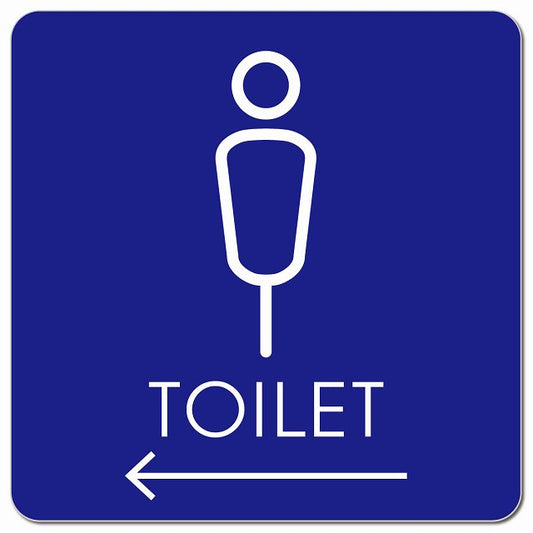 トイレ 御手洗 TOILET トイレマーク K2男 左 矢印 ピクトサイン マグネット 正方形 13x13cm マグネットサイン 誘導表示 ピクトグラム