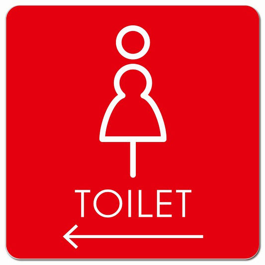 トイレ 御手洗 TOILET トイレマーク K2女 左 矢印 ピクトサイン マグネット 正方形 13x13cm マグネットサイン 誘導表示 ピクトグラム