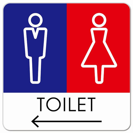 トイレ 御手洗 TOILET トイレマーク L1男女 左 矢印 ピクトサイン マグネット 正方形 13x13cm マグネットサイン 誘導表示 ピクトグラム