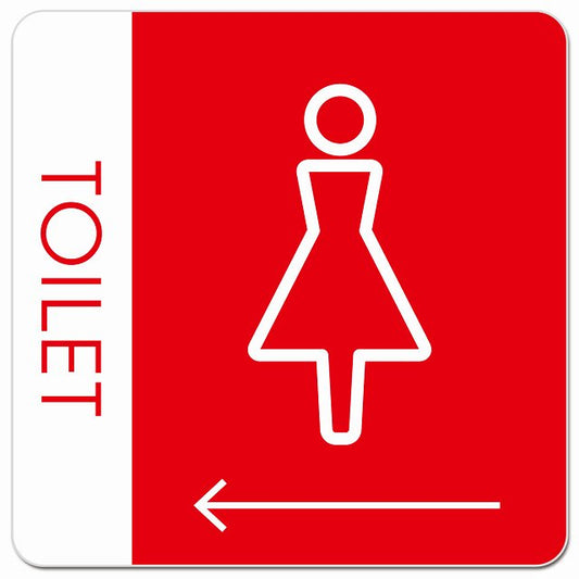 トイレ 御手洗 TOILET トイレマーク L1女 左 矢印 ピクトサイン マグネット 正方形 13x13cm マグネットサイン 誘導表示 ピクトグラム