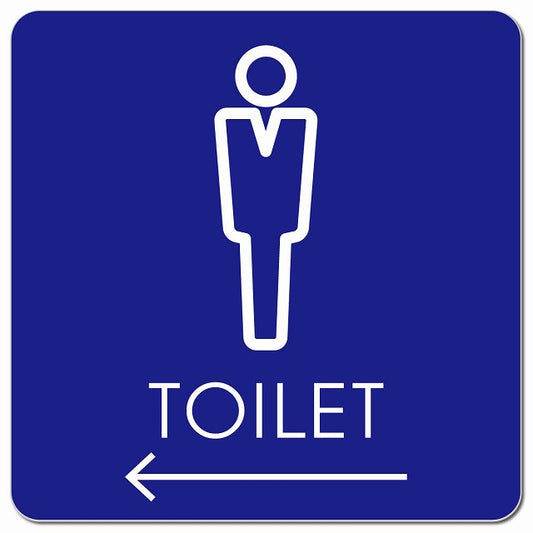 トイレ 御手洗 TOILET トイレマーク L2男 左 矢印 ピクトサイン マグネット 正方形 13x13cm マグネットサイン 誘導表示 ピクトグラム