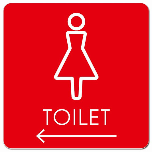 トイレ 御手洗 TOILET トイレマーク L2女 左 矢印 ピクトサイン マグネット 正方形 13x13cm マグネットサイン 誘導表示 ピクトグラム
