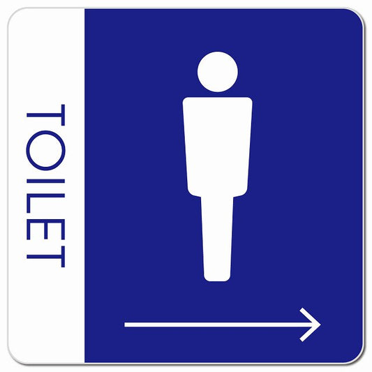 トイレ 御手洗 TOILET トイレマーク A1男 右 矢印 ピクトサイン マグネット 正方形 13x13cm マグネットサイン 誘導表示 ピクトグラム