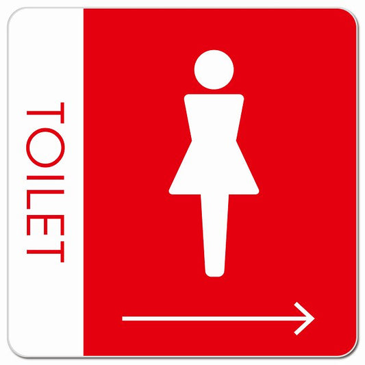 トイレ 御手洗 TOILET トイレマーク A1女 右 矢印 ピクトサイン マグネット 正方形 13x13cm マグネットサイン 誘導表示 ピクトグラム