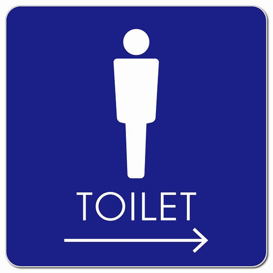 トイレ 御手洗 TOILET トイレマーク A2男 右 矢印 ピクトサイン マグネット 正方形 13x13cm マグネットサイン 誘導表示 ピクトグラム
