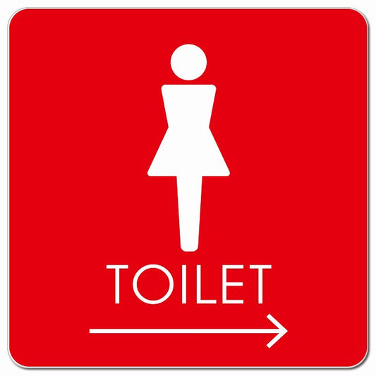 トイレ 御手洗 TOILET トイレマーク A2女 右 矢印 ピクトサイン マグネット 正方形 13x13cm マグネットサイン 誘導表示 ピクトグラム