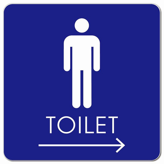 トイレ 御手洗 TOILET トイレマーク B2男 右 矢印 ピクトサイン マグネット 正方形 13x13cm マグネットサイン 誘導表示 ピクトグラム