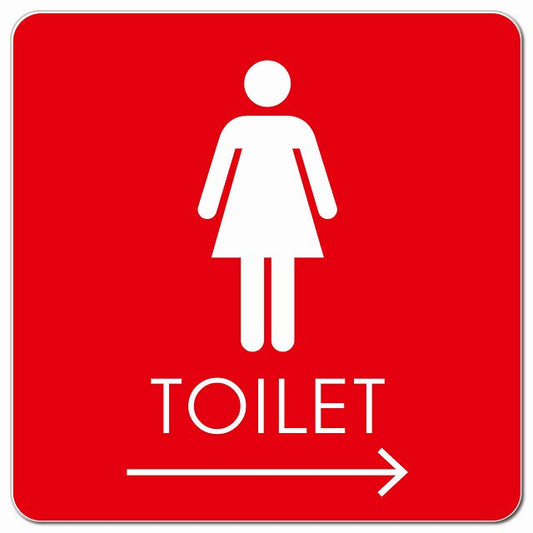 トイレ 御手洗 TOILET トイレマーク B2女 右 矢印 ピクトサイン マグネット 正方形 13x13cm マグネットサイン 誘導表示 ピクトグラム
