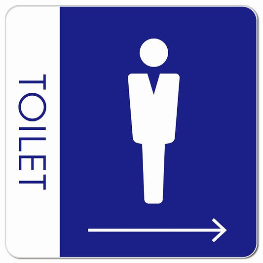 トイレ 御手洗 TOILET トイレマーク C1男 右 矢印 ピクトサイン マグネット 正方形 13x13cm マグネットサイン 誘導表示 ピクトグラム