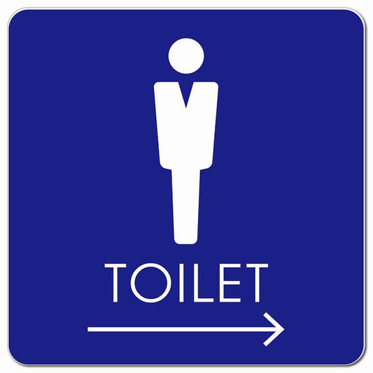 トイレ 御手洗 TOILET トイレマーク C2男 右 矢印 ピクトサイン マグネット 正方形 13x13cm マグネットサイン 誘導表示 ピクトグラム