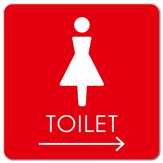 トイレ 御手洗 TOILET トイレマーク C2女 右 矢印 ピクトサイン マグネット 正方形 13x13cm マグネットサイン 誘導表示 ピクトグラム