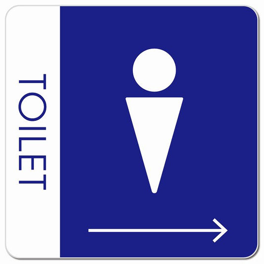 トイレ 御手洗 TOILET トイレマーク D1男 右 矢印 ピクトサイン マグネット 正方形 13x13cm マグネットサイン 誘導表示 ピクトグラム