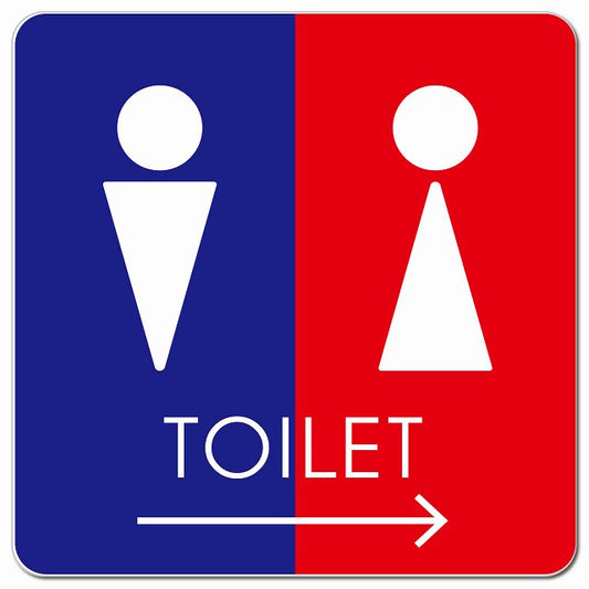 トイレ 御手洗 TOILET トイレマーク D2男女 右 矢印 ピクトサイン マグネット 正方形 13x13cm マグネットサイン 誘導表示 ピクトグラム