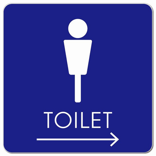 トイレ 御手洗 TOILET トイレマーク E2男 右 矢印 ピクトサイン マグネット 正方形 13x13cm マグネットサイン 誘導表示 ピクトグラム