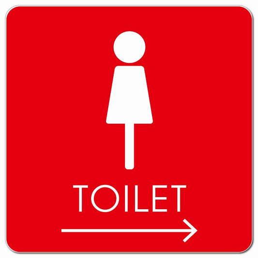 トイレ 御手洗 TOILET トイレマーク E2女 右 矢印 ピクトサイン マグネット 正方形 13x13cm マグネットサイン 誘導表示 ピクトグラム