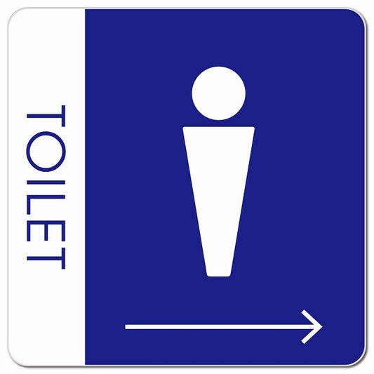 トイレ 御手洗 TOILET トイレマーク F1男 右 矢印 ピクトサイン マグネット 正方形 13x13cm マグネットサイン 誘導表示 ピクトグラム