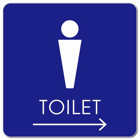 トイレ 御手洗 TOILET トイレマーク F2男 右 矢印 ピクトサイン マグネット 正方形 13x13cm マグネットサイン 誘導表示 ピクトグラム