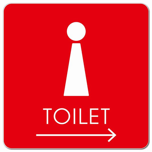 トイレ 御手洗 TOILET トイレマーク F2女 右 矢印 ピクトサイン マグネット 正方形 13x13cm マグネットサイン 誘導表示 ピクトグラム