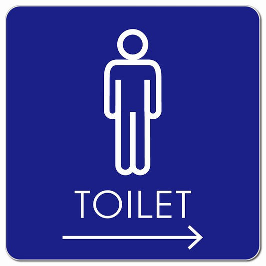 トイレ 御手洗 TOILET トイレマーク G2男 右 矢印 ピクトサイン マグネット 正方形 13x13cm マグネットサイン 誘導表示 ピクトグラム