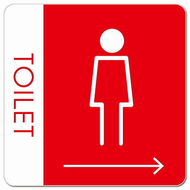 トイレ 御手洗 TOILET トイレマーク H1女 右 矢印 ピクトサイン マグネット 正方形 13x13cm マグネットサイン 誘導表示 ピクトグラム