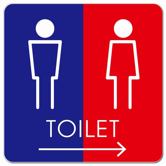 トイレ 御手洗 TOILET トイレマーク H2男女 右 矢印 ピクトサイン マグネット 正方形 13x13cm マグネットサイン 誘導表示 ピクトグラム