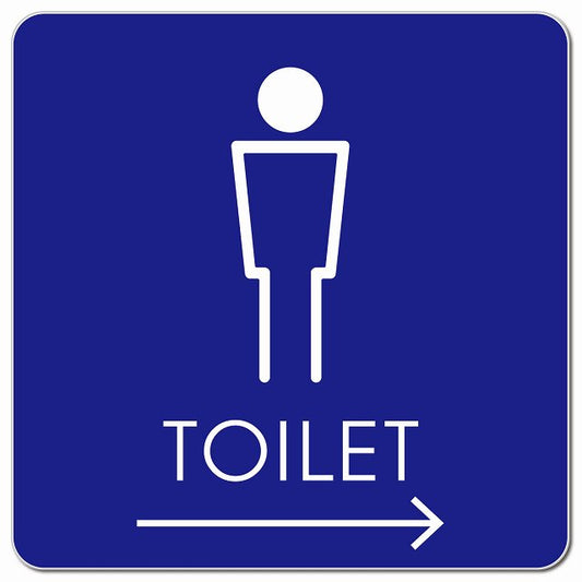 トイレ 御手洗 TOILET トイレマーク H2男 右 矢印 ピクトサイン マグネット 正方形 13x13cm マグネットサイン 誘導表示 ピクトグラム