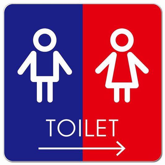 トイレ 御手洗 TOILET トイレマーク I2男女 右 矢印 ピクトサイン マグネット 正方形 13x13cm マグネットサイン 誘導表示 ピクトグラム