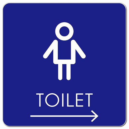 トイレ 御手洗 TOILET トイレマーク I2男 右 矢印 ピクトサイン マグネット 正方形 13x13cm マグネットサイン 誘導表示 ピクトグラム