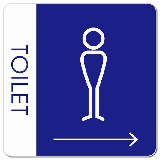 トイレ 御手洗 TOILET トイレマーク J1男 右 矢印 ピクトサイン マグネット 正方形 13x13cm マグネットサイン 誘導表示 ピクトグラム
