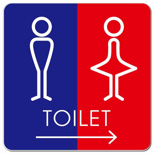 トイレ 御手洗 TOILET トイレマーク J2男女 右 矢印 ピクトサイン マグネット 正方形 13x13cm マグネットサイン 誘導表示 ピクトグラム