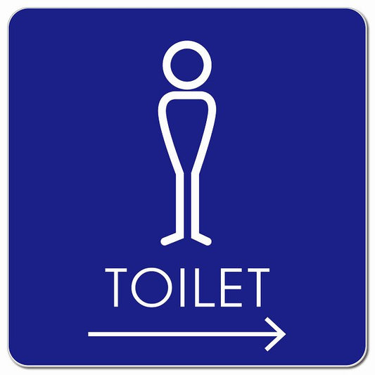 トイレ 御手洗 TOILET トイレマーク J2男 右 矢印 ピクトサイン マグネット 正方形 13x13cm マグネットサイン 誘導表示 ピクトグラム