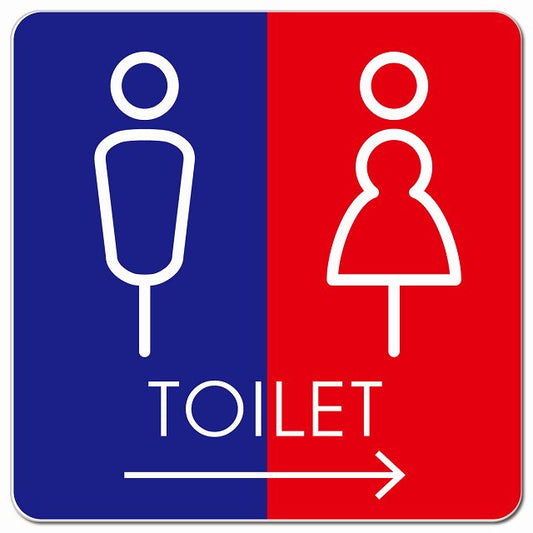 トイレ 御手洗 TOILET トイレマーク K2男女 右 矢印 ピクトサイン マグネット 正方形 13x13cm マグネットサイン 誘導表示 ピクトグラム