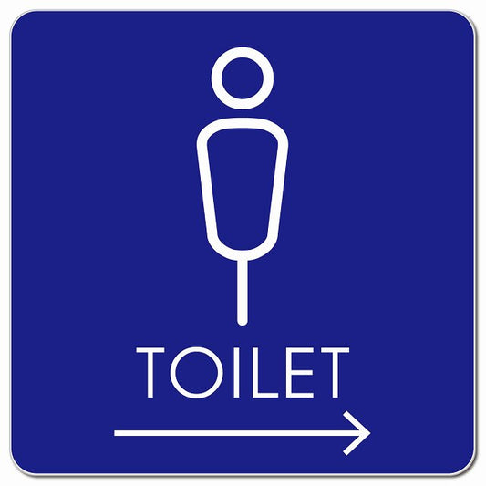 トイレ 御手洗 TOILET トイレマーク K2男 右 矢印 ピクトサイン マグネット 正方形 13x13cm マグネットサイン 誘導表示 ピクトグラム