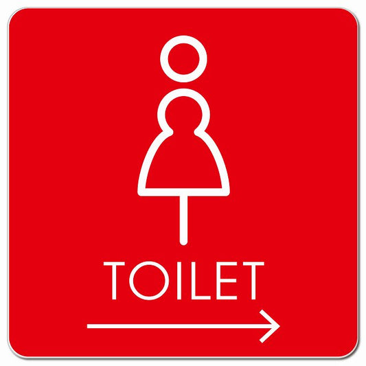 トイレ 御手洗 TOILET トイレマーク K2女 右 矢印 ピクトサイン マグネット 正方形 13x13cm マグネットサイン 誘導表示 ピクトグラム