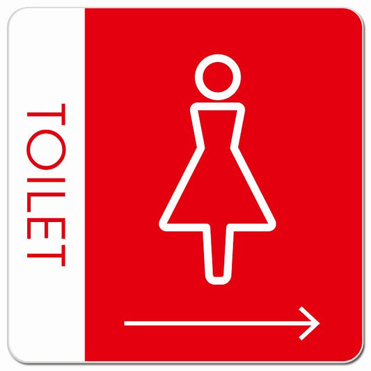 トイレ 御手洗 TOILET トイレマーク L1女 右 矢印 ピクトサイン マグネット 正方形 13x13cm マグネットサイン 誘導表示 ピクトグラム