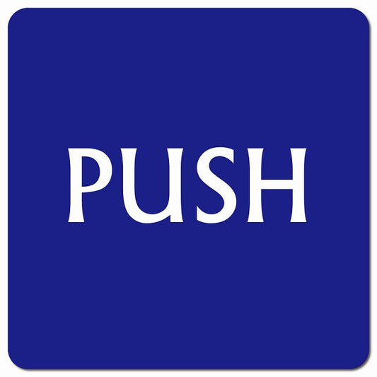 PUSH ブルー 英語表記 ピクトサイン マグネット 正方形 13x13cm マグネットサイン 表示プレート ピクトグラム