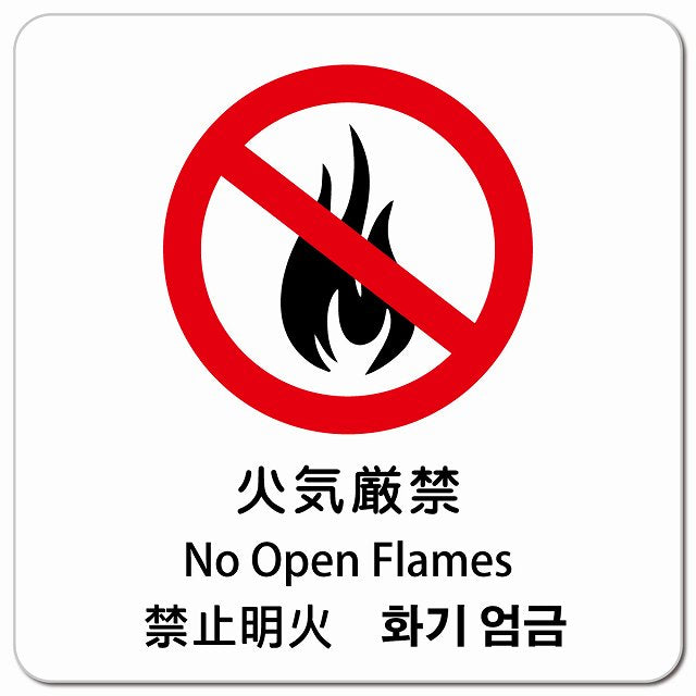 火気厳禁 インバウンド 多言語 英語 中国語 韓国語 対応 ピクトサイン マグネット 正方形 13x13cm マグネットサイン 外国人対応 ピクトグラム